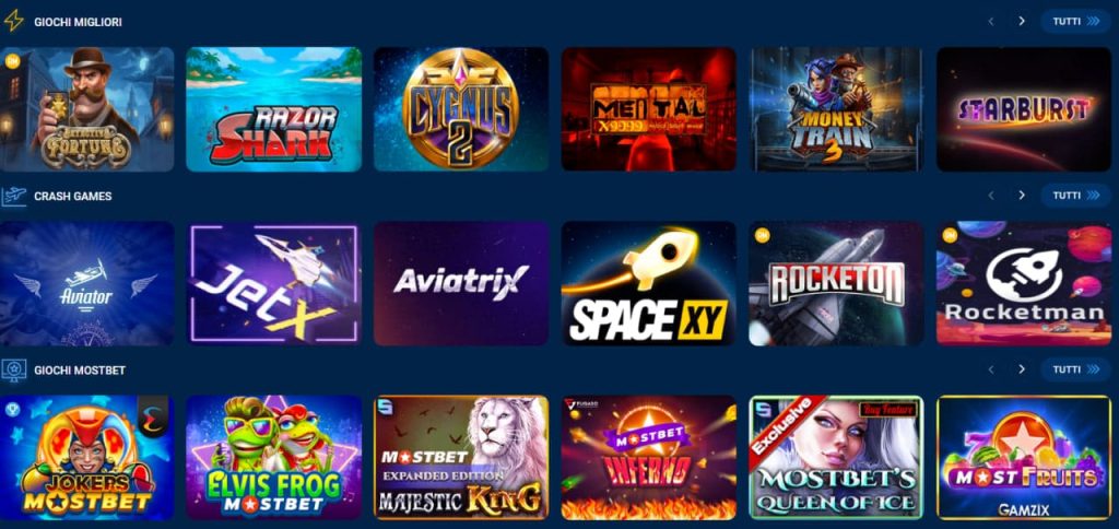 Esplora l'Emozionante Selezione di Giochi da Casinò su Mostbet